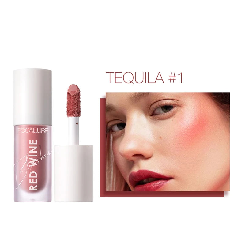FOCALLURE Liquid Blusher 4 Colour Natual Makeup Face Blush Long-lasting Matte Make Up Hangover Red Wine Blush korean Makeup 01 TEQUILA