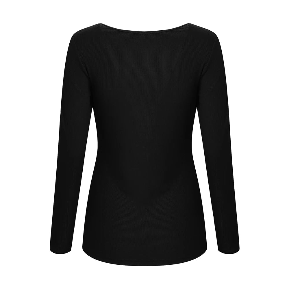 Sexy Slim Women's Tops 2024 Summer Long Sleeve Solid T-shirt Tee Casual Fashion Korean Pullover Shirt for Female Y2K Crop Clothe