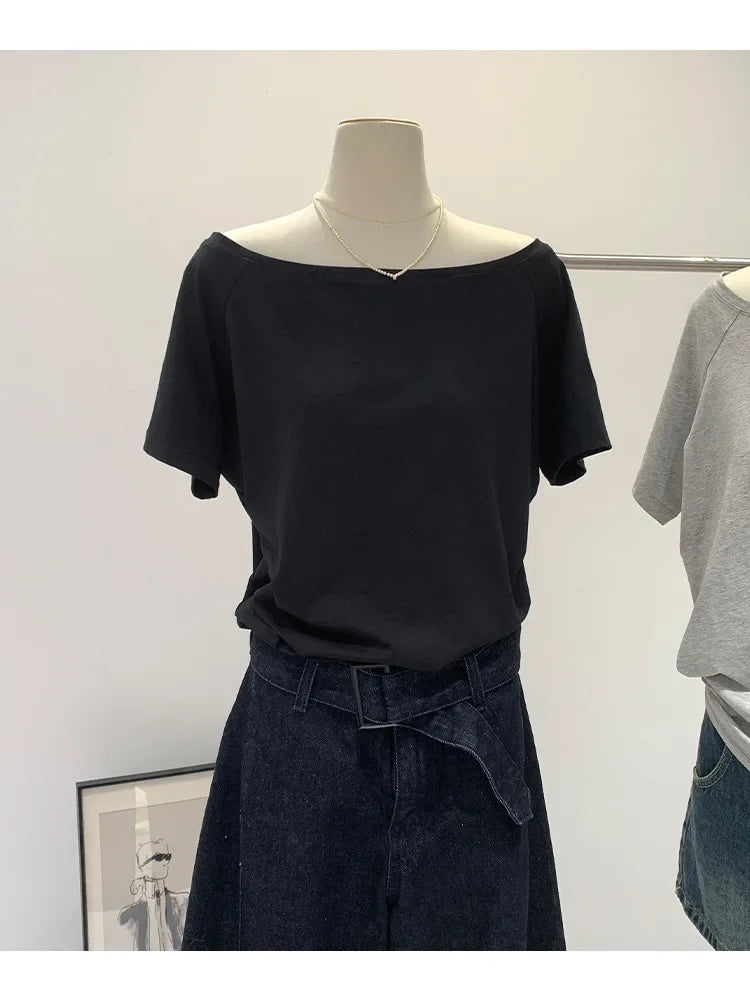 T-shirts Women Solid Simple Summer Casual Cleanfit Short Sleeve All-match Young Girls Streetwear Y2k Top Aesthetic Clothes Ins