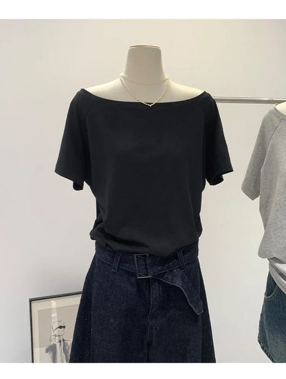 T-shirts Women Solid Simple Summer Casual Cleanfit Short Sleeve All-match Young Girls Streetwear Y2k Top Aesthetic Clothes Ins