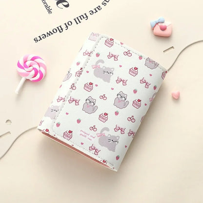 Vintage Bear and Rabbit Short Wallet Multi Slot Portable Money Bag PU Coin Purse Girl cat