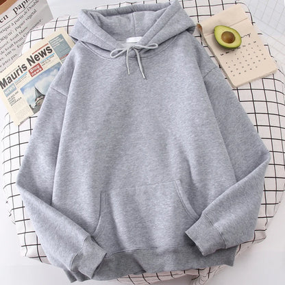 Autumn Casual Women's Solid Hoodie Comfortable Strecth Sweatshirts Loose Pocket Warm Clothes Fashion Street Female Pullovers