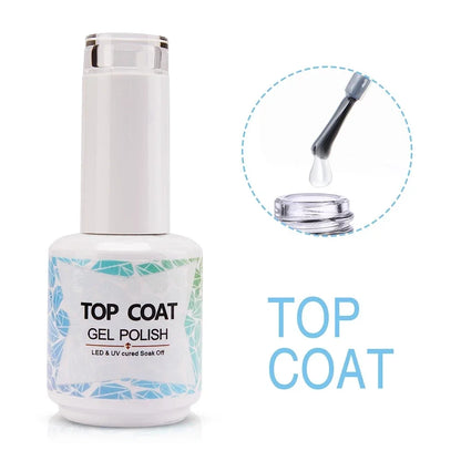 AWStorG15ml 2 IN 1 Crystal Top Coat Transparent Soak Off UV LED Nails Art Manicure Gel Nail Polish Varnishes Primer Function Gel 15ML Top Coat