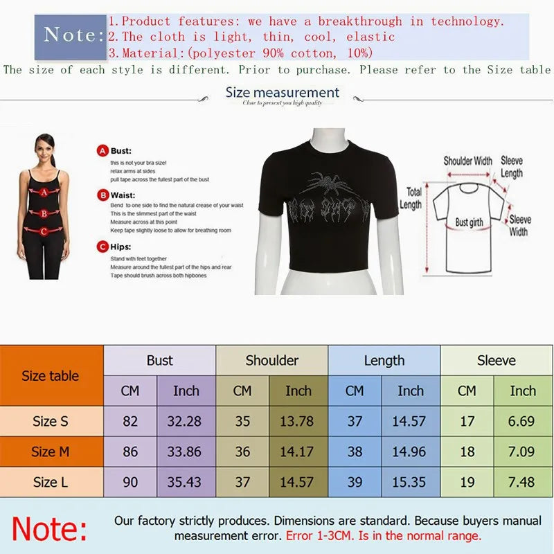 Aesthetic Y2k Sexy Punk Vintage Goth T Shirt Summer Clothes For Women O-neck Short Sleeve Streetwear Fashion Crop Top