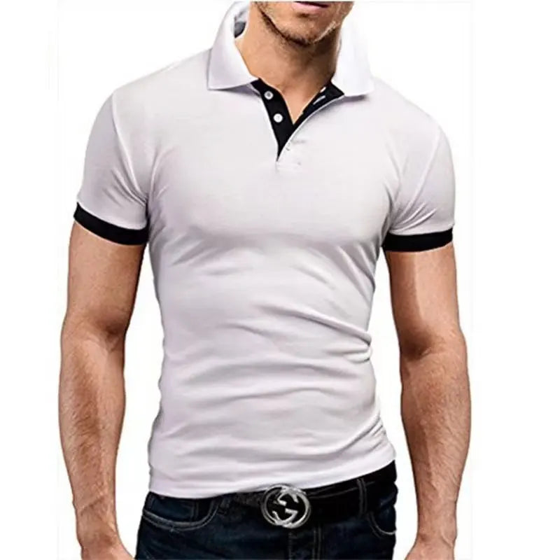 Men’s High-Quality White Golf Polo Shirt - Casual Short Sleeve Summer Style