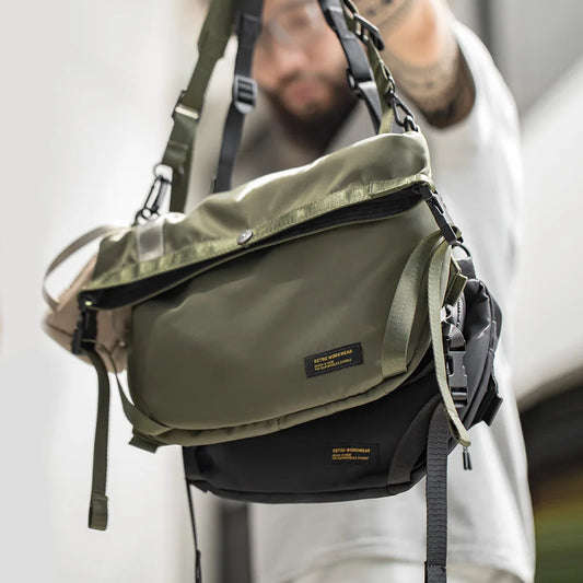 Maden Outdoor Large Capacity Crossbody Bags Men's Multifunctional Hiking Cycling Travel Adjustable Strap Shoulder Messenger Bag