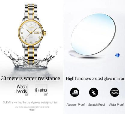 OLEVS Brand Belt Style Double Calendar Quartz Women's Watch 5582