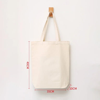 ISKYBOB Large Capacity Canvas Shoulder Bag Handbag Folding Eco Cotton Tote Bags Reusable DIY Painted Shopping Bag Grocery Bag Beige1-40X30X10CM