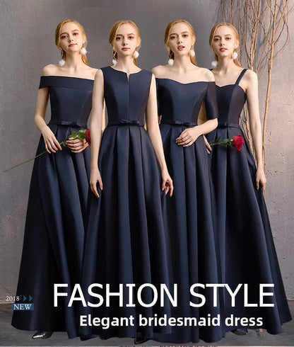 Long Bridesmaid Dress Spring/Summer 2025 New Temperament Satin Bridesmaid Sisters Dress Black Banquet Evening Dress Badiee Stylez