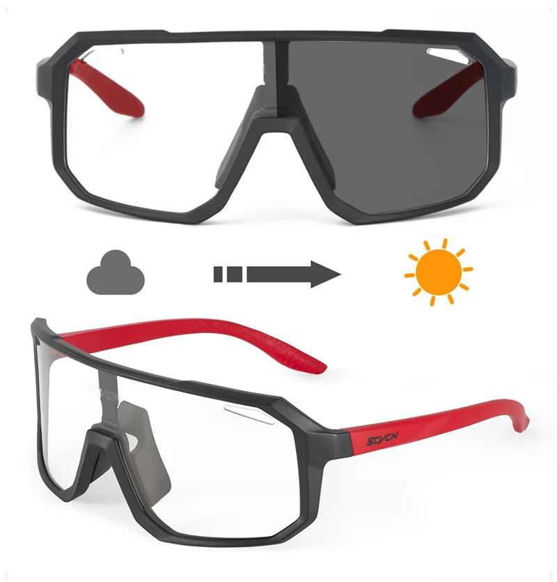 SCVCN Outdoor Photochromic Cycling Glasses Bike Sunglasses Men UV400 Eyewear Sports MTB Goggles Bicycle Riding Women Hiking New