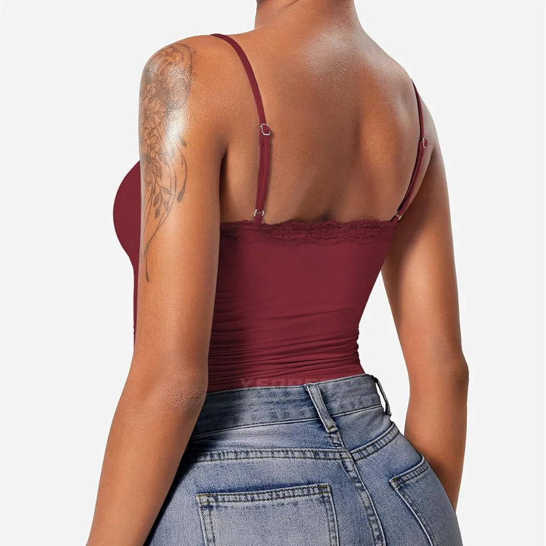 2025 Women Lace Tanks Top Spaghetti Strap Lace Square Neck Sleeveless Match Pants Soft Pullover Summer Camisole Women Clothes