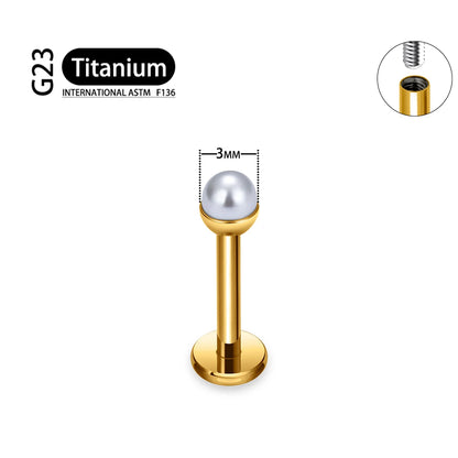 ASTM F136 Titanium 16G Bowl shaped Pearl Earring Helix Tragus Cartilage Stud Earlobe Lip Piercing Jewelry gold 3mm