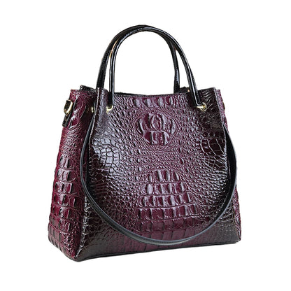Genuine Leather Women Handbags New Tote Bag Fashion Crocodile Print Bucket Bag Retro Shoulder Messenger Bags Trend 2025