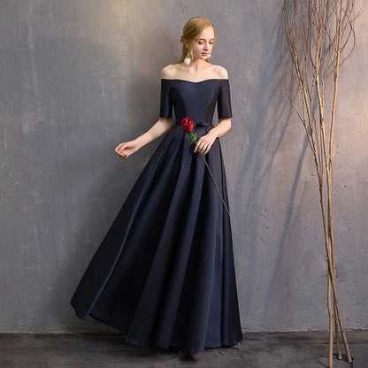 Long Bridesmaid Dress Spring/Summer 2025 New Temperament Satin Bridesmaid Sisters Dress Black Banquet Evening Dress Badiee Stylez