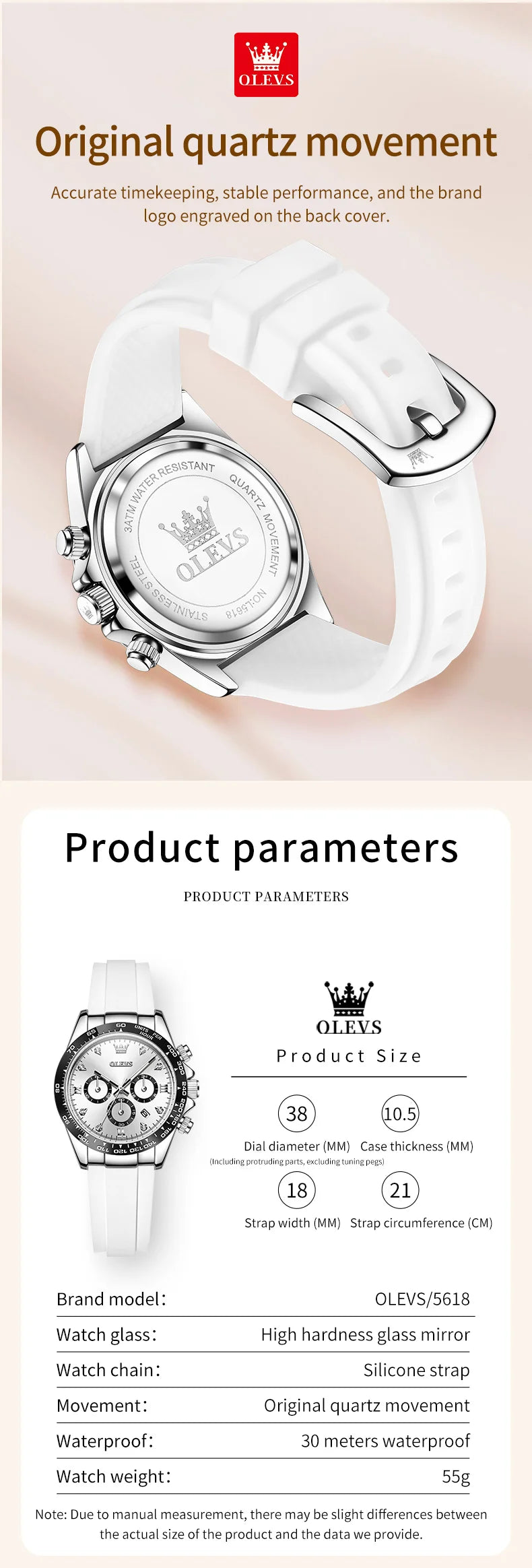 OLEVS 5618 Woman Watch Fashion Original Quartz Watch Waterproof Luminous Chronograph Date Sports Watches For Woman With Box