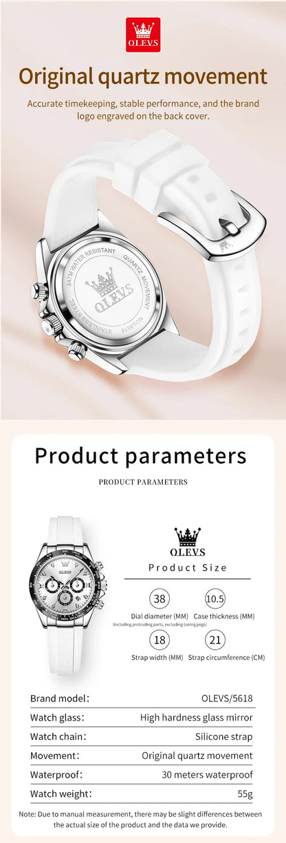 OLEVS 5618 Woman Watch Fashion Original Quartz Watch Waterproof Luminous Chronograph Date Sports Watches For Woman With Box