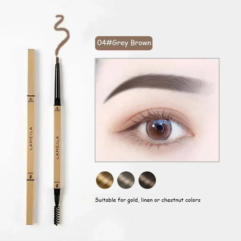 Double Head Eyebrow Pencil with Brush Waterproof Smooth 5 Colors Eye Brow Pen Tint Mascara Enhance Cosmetics Beauty Women Makeup 04 Grey Brown