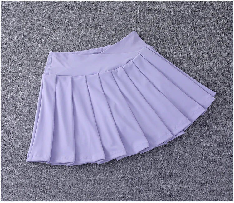 2024 New Best-Selling Pleated Nylon Spandex High Waisted Pocket Skirt With Anti Glare A-Line Sports Tennis Skirt