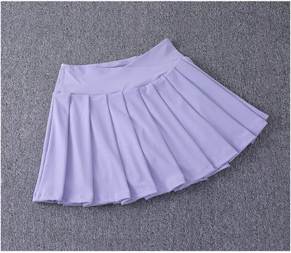 2024 New Best-Selling Pleated Nylon Spandex High Waisted Pocket Skirt With Anti Glare A-Line Sports Tennis Skirt