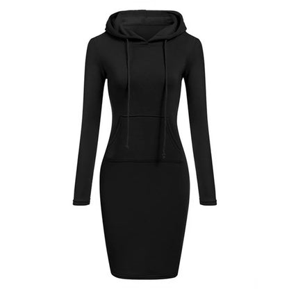 Fashion Sweatshirt Dresses Women's Pocket Hooded Casual Dresses Mini Dresses Badiee Stylez