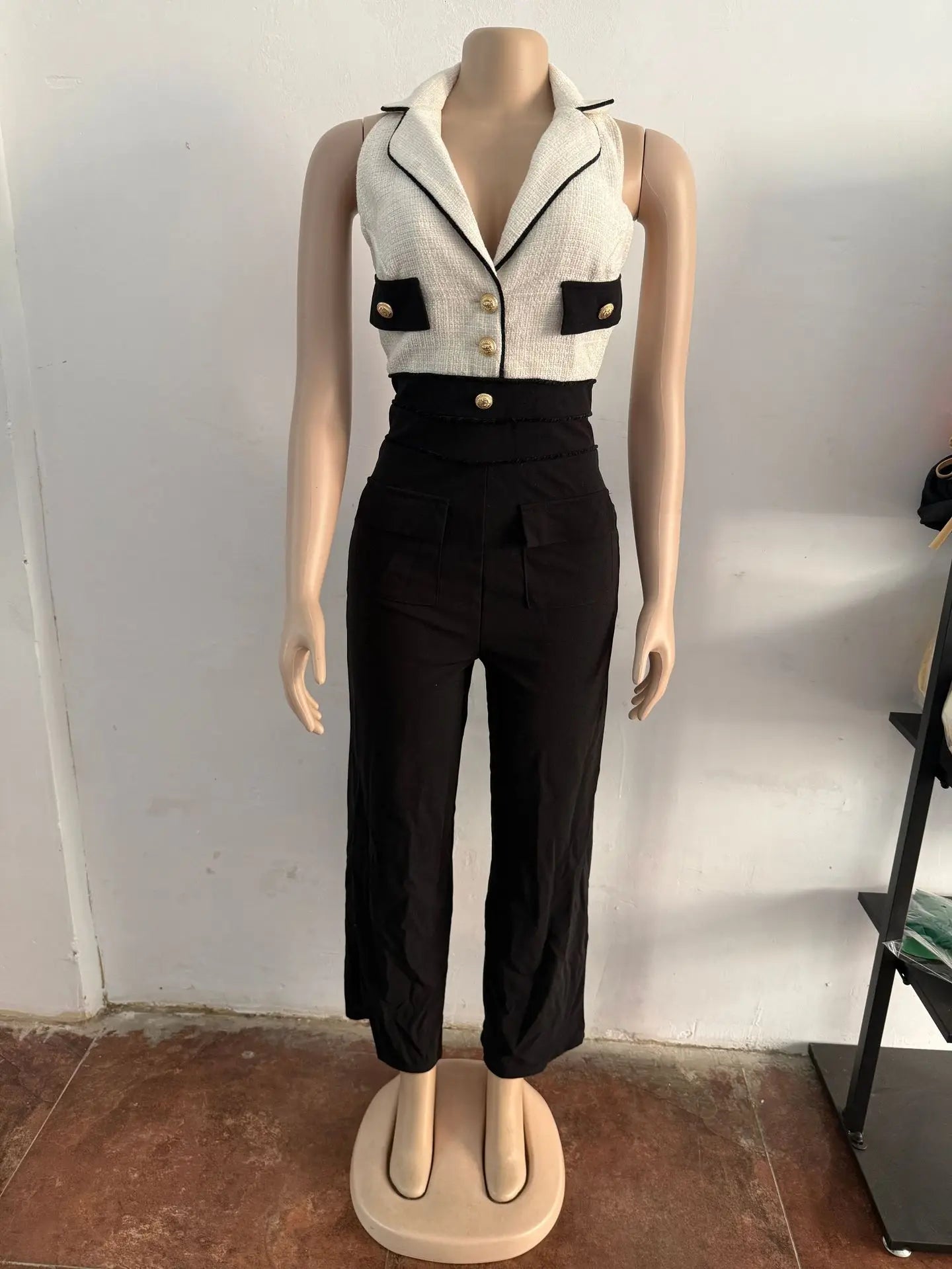 Elegent Office Lady Jumpsuits for Women Full Length Summer V Neck Sleeveless Blazer Jumpsuit High Waist Sexy Backless Jumpsuit Badiee Stylez