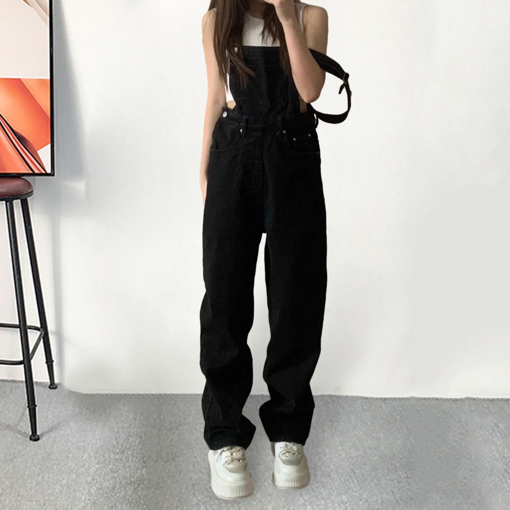 2023 Summer Black Jumpsuit Women Loose Dungarees Overalls Wide Leg Women Long Jumpsuit Ladies Overalls For Women