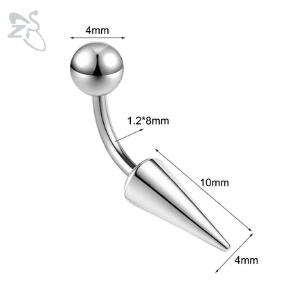 ZS 1 PC 16G Stainelss Steel Eyebrow Ring For Men Women Long Spike Curved Nose Bridge Piercing 3 Colors Cone Lip Labret Piercings Style 3 8X4X10MM