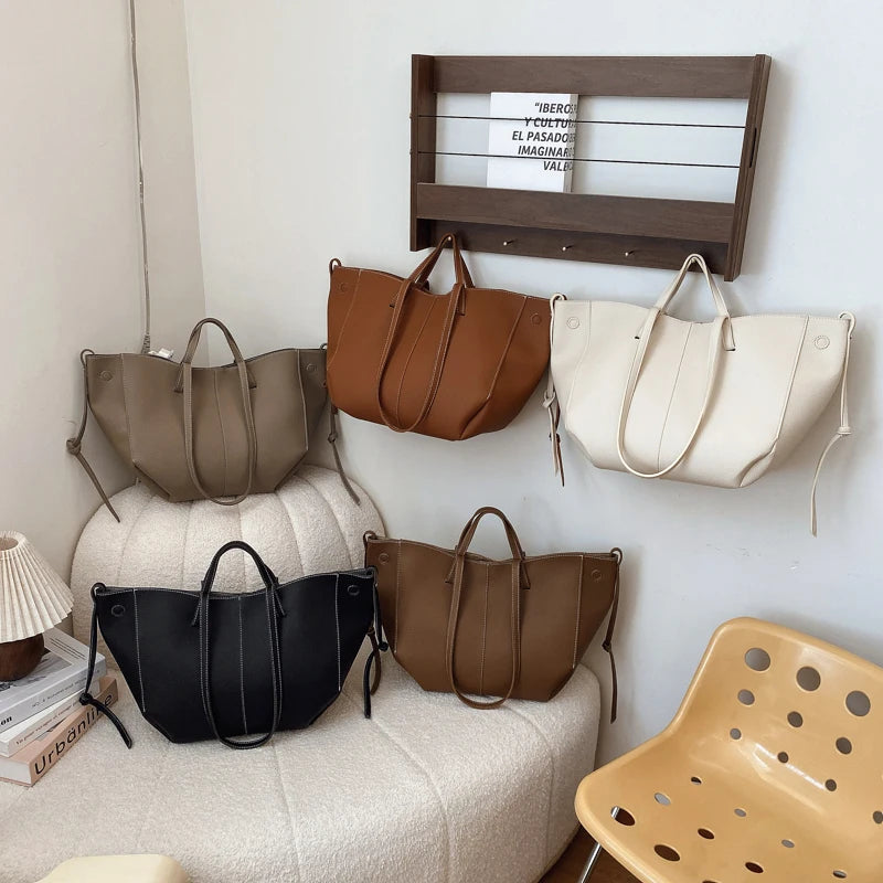 MOODS Branded Underarm Shoulder Bags For Women 2024 Latest Luxury Designer Handbags Soft PU Leather Large Capacity Shopping Tote