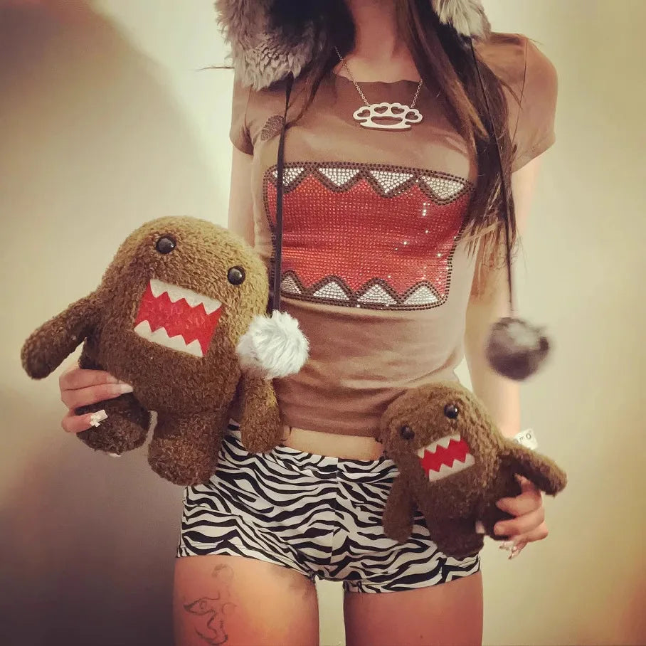 y2k girl summer retro ironing round neck short-sleeved T-shirt sleeveless suspender vest vest funny vintage Tama Jun ironing top