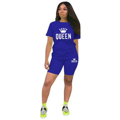Summer Womens Tracksuit Queen Printing  T-Shirt+Shorts 2 Piece Sets Fashion Casual Sportswear Clothing Luxury Jogging Short Suit Badiee Stylez