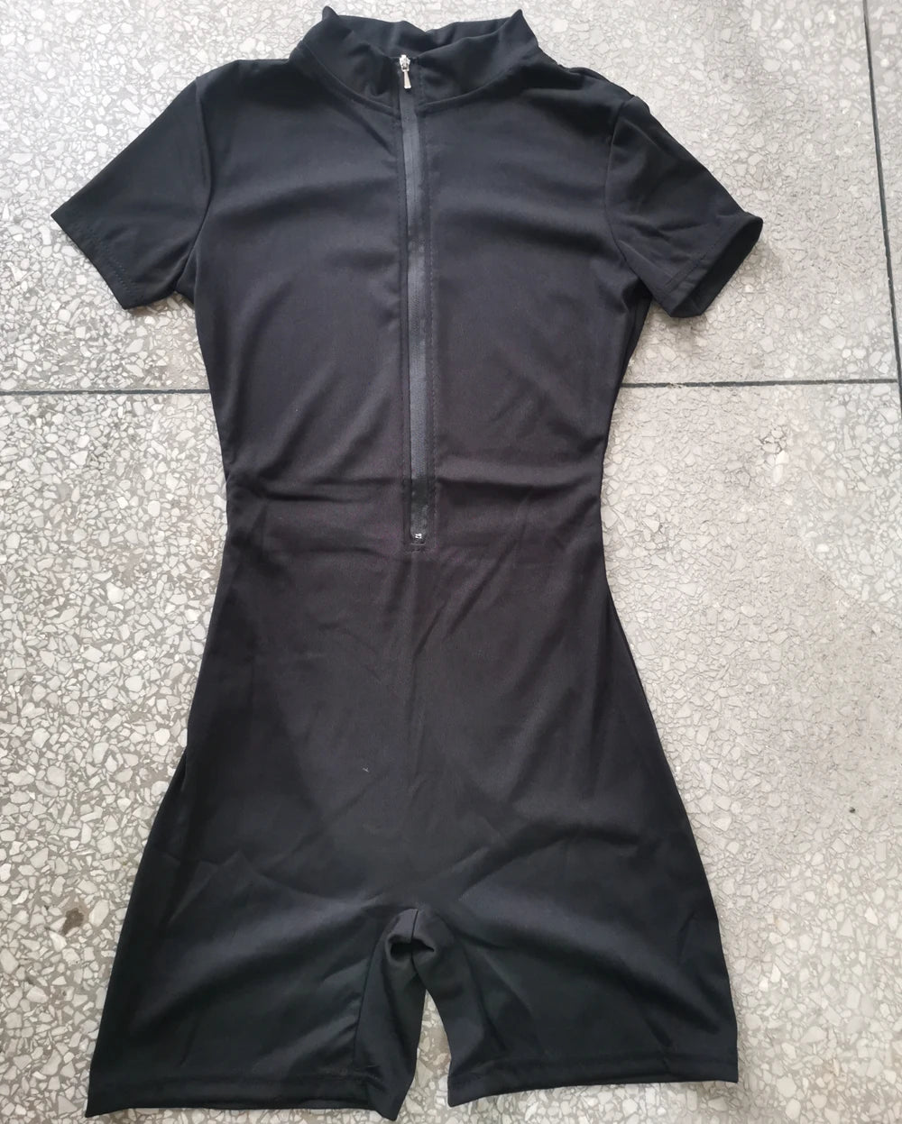 Womens Yoga Jumpsuits Short Sleeve Thin Slim Fit Stretch One Piece Playsuits Romper Sexy Fitness Female Basic Zipper Sportwears