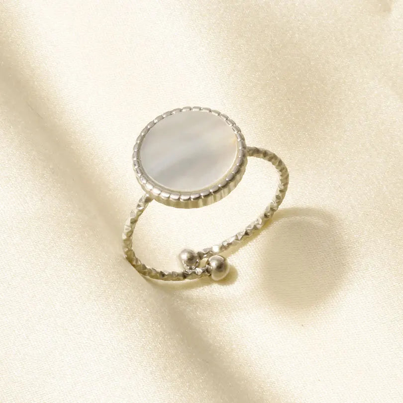 Sea Jewelry Shell Leaf Geometric Round Stainless Steel Rings For Women Men Accessories Open Adjustable Ring Beach Holiday Bagues J926-S-W adjustable