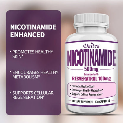 Niacinamide Vitamin B3 Capsules - Supports Brain Function and Heart Health, Boosts Energy Production, and Enhances Immunity