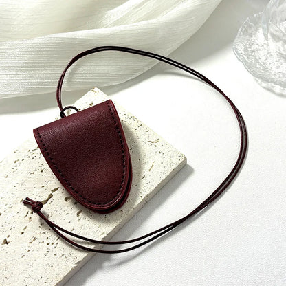 Leopard Print Leather Neck Hanging Sunglasses Clip Glasses Chain Storage Necklace Women's Hanging Rope Sweater Chain Wine Red