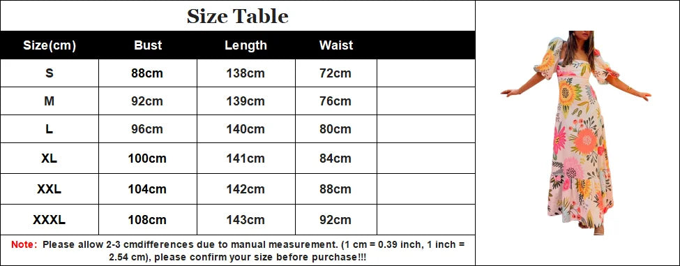 Summer Dress Elegant Women Flower Printed Maxi Dress High Waisted Short Sleeve Square Collar 2024 Summer Fashion Holiday Dresses