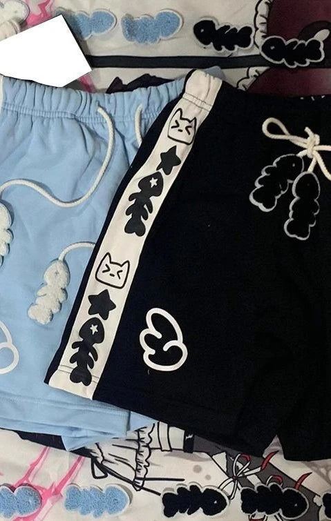 Japanese Sweet All Match Commuter Shorts Harajuku Y2k Aesthetic Constrast Color Cute Print Casual Pant Summer Punk Girl Shorts Badiee Stylez
