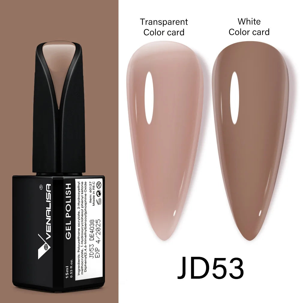 Venalisa 15ml Nail Prep Dehydrator Fast Dry Acid-Free Primer Bond Natural for Builder Jelly Gel Nail Gel Polish Color GelVarnish JD53 jelly color
