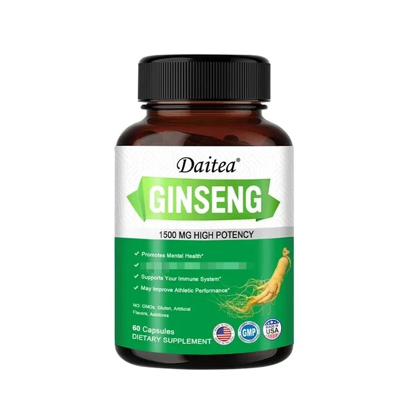 Energy Supplement - Ginseng Extract, Enhances Physical Energy, Memory and Immune System, and Refreshes The Mind 60 count-1 bottle