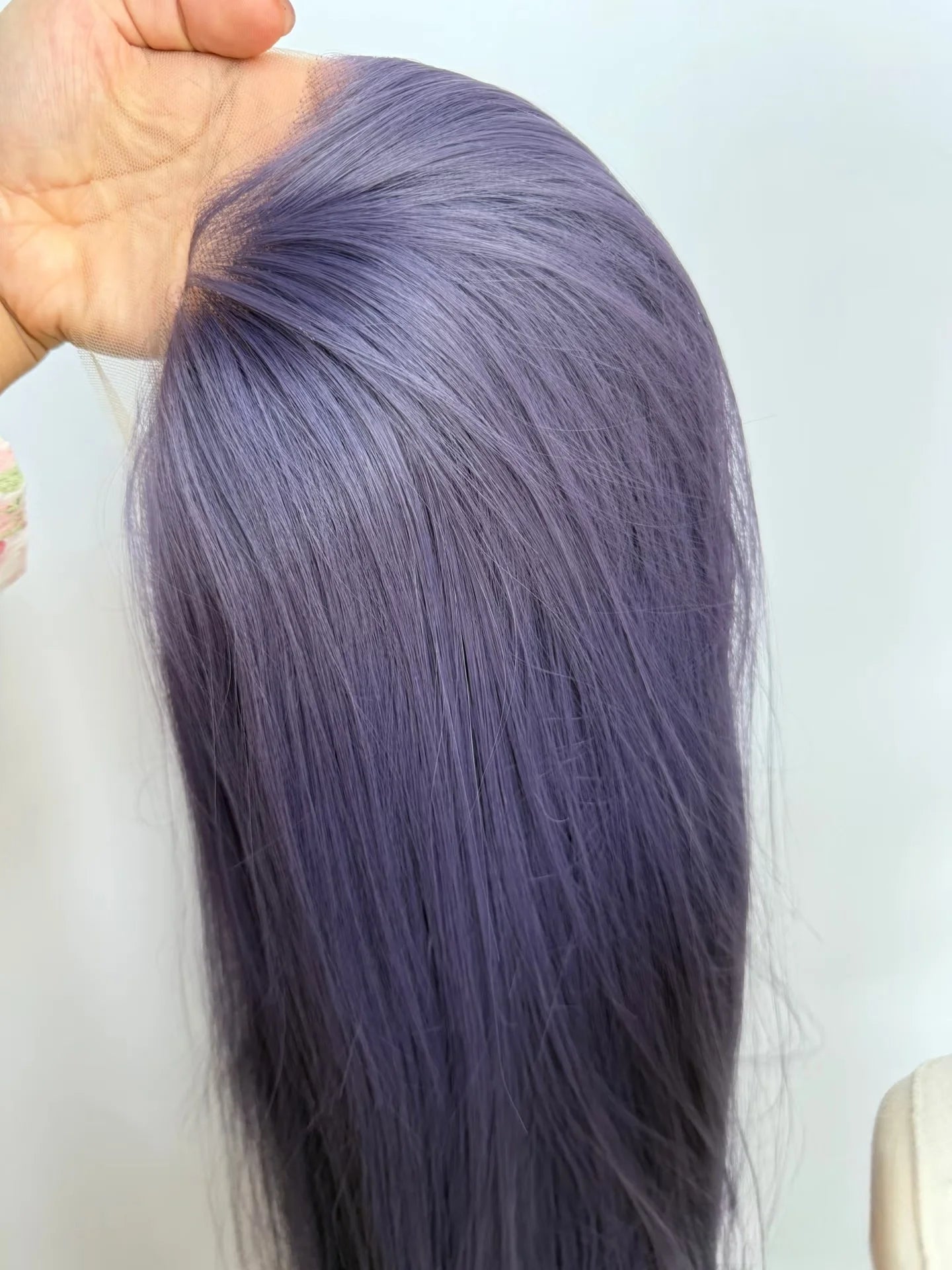 Ashely Light Purple Wig Special Grey-purple Lace Front Wigs 26inch long straight 13*4 Synthetic Lace Wigs for Cosplay Daily Use