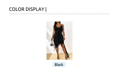 Plus Size Sexy Tassel Ruffle Women's Dresses Sexy Backless Tassel Slim Summer Party Dresses Best for Summer
