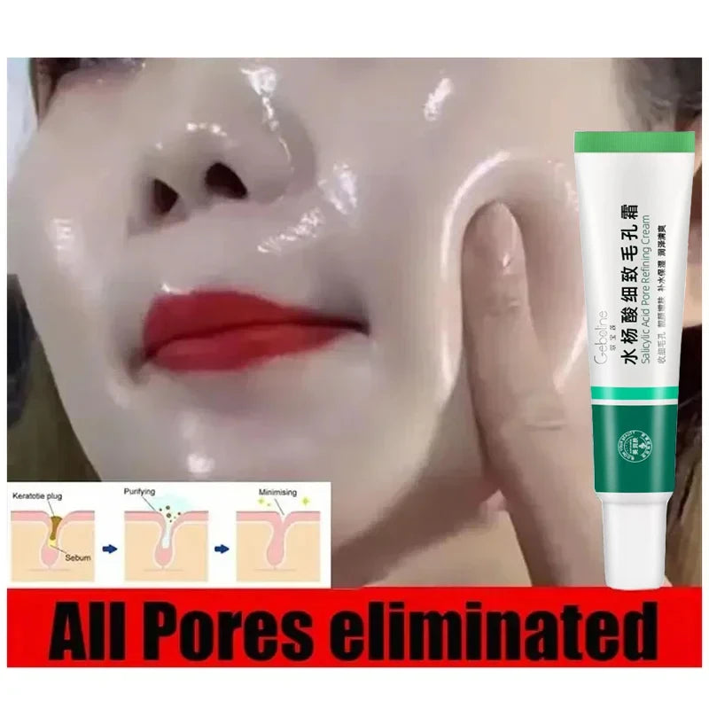 Salicylic Acid Pore Shrinking Cream Eliminate Large Pores Serum Remove Blackhead Acne Repairing Tightening Skin Care Cosmetics