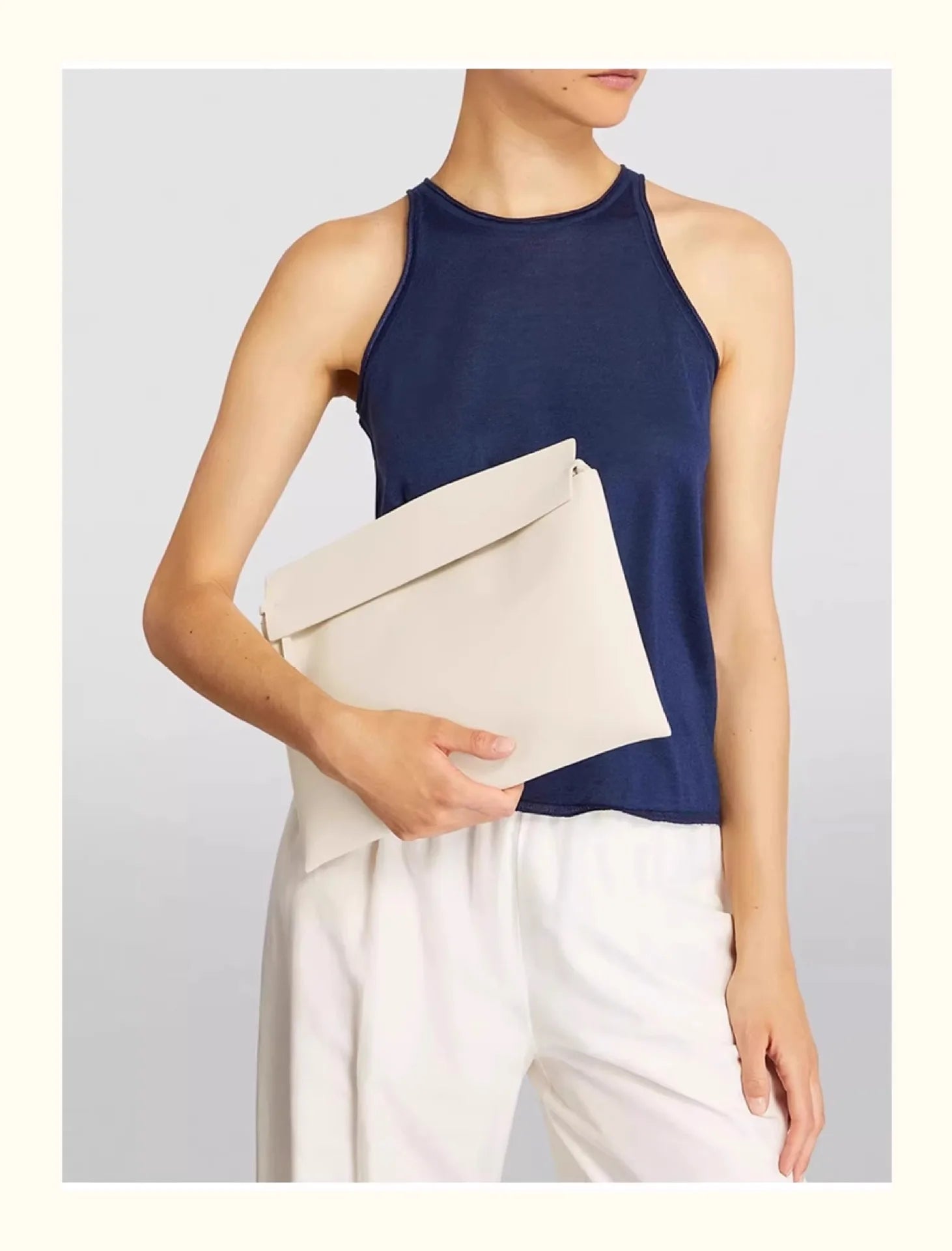 Envelope Bag Vintage Niche Wind Genuine Leather Wide Shoulder Strap Armpit Bag Hundred Sheepskin Shoulder Bag Clutch Bag