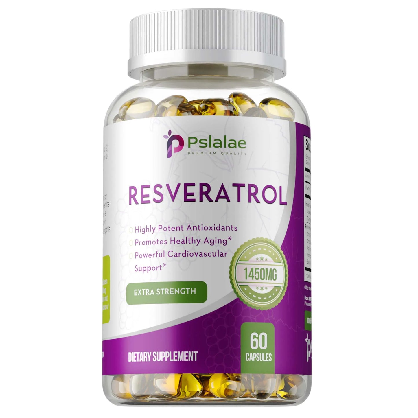 Resveratrol Extract - Helps Support Cardiovascular Health, Promotes Skin Radiance, and Antioxidants 60 Capsules