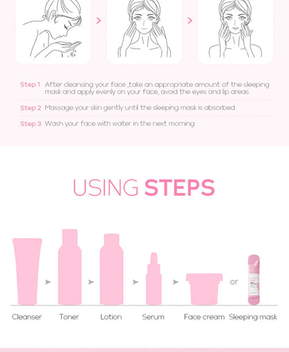 100pcs Sakura Moisturizing Sleeping Masks Travel Night Cream Facial Nourishing Improve Roughness & Dryness Skin Care Products