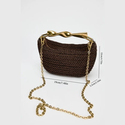 Summer Half-Moon Beach Straw Shoulder Bags Women's Straw Bucket Bag Purse Woven Straw Handbags Casual Tote Crossbody Bag