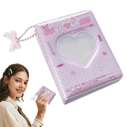 Kpop Photocard Binder Heart Hollow Kpop Photocard Sleeves 40 Pockets Water Resistant Trendy Photo Binder For Business Cards Badiee Stylez