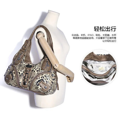 Angelkiss Women Handbags Leopard Bag Top-handle Handbag Fashion Satchel Dumpling Pack Shoulder Bag Tote Bag Hobos Large Purse