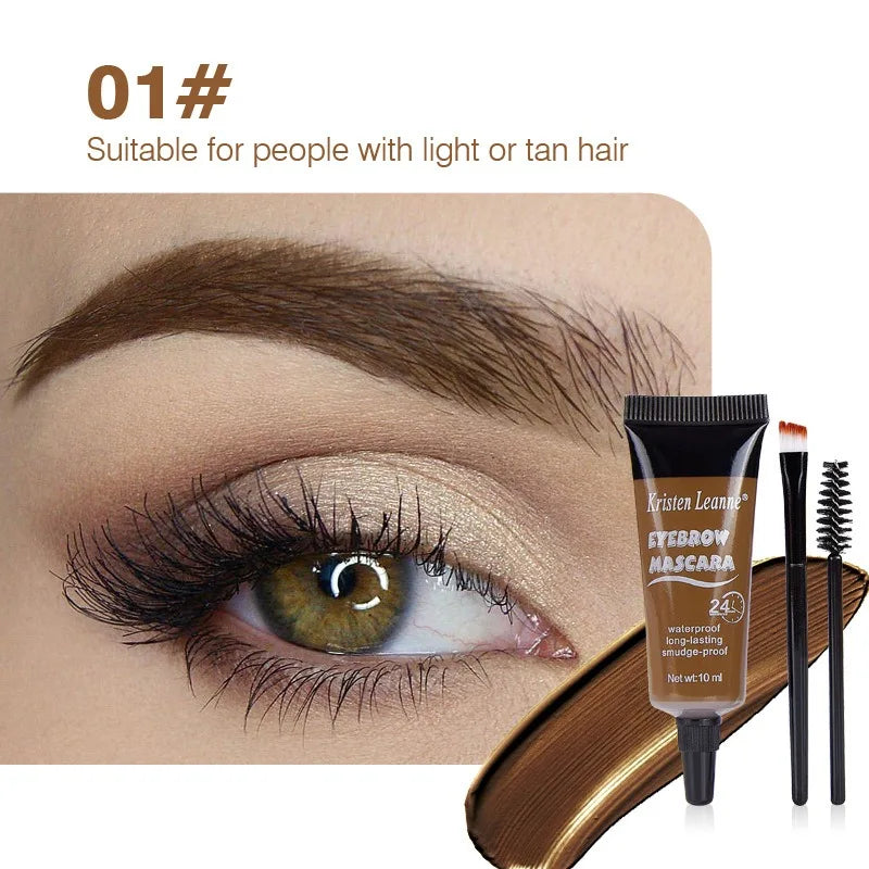 Natural Liquid Dyeing Eyebrow Cream Set Waterproof Shaping Brown Tint Pointed Tube Eyebrow Henna Mascara Paint Brush Makeup Tool 01