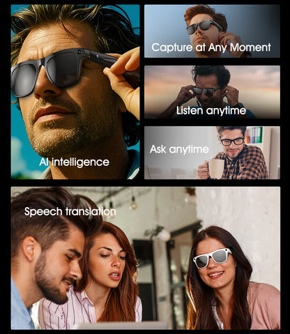 Xiaom 8K HD Smart Glasses Chat GPT 100MP Camera Bluetooth Call 260Mah Battery Voice Assistant Control Smart Glasses for Men Badiee Stylez