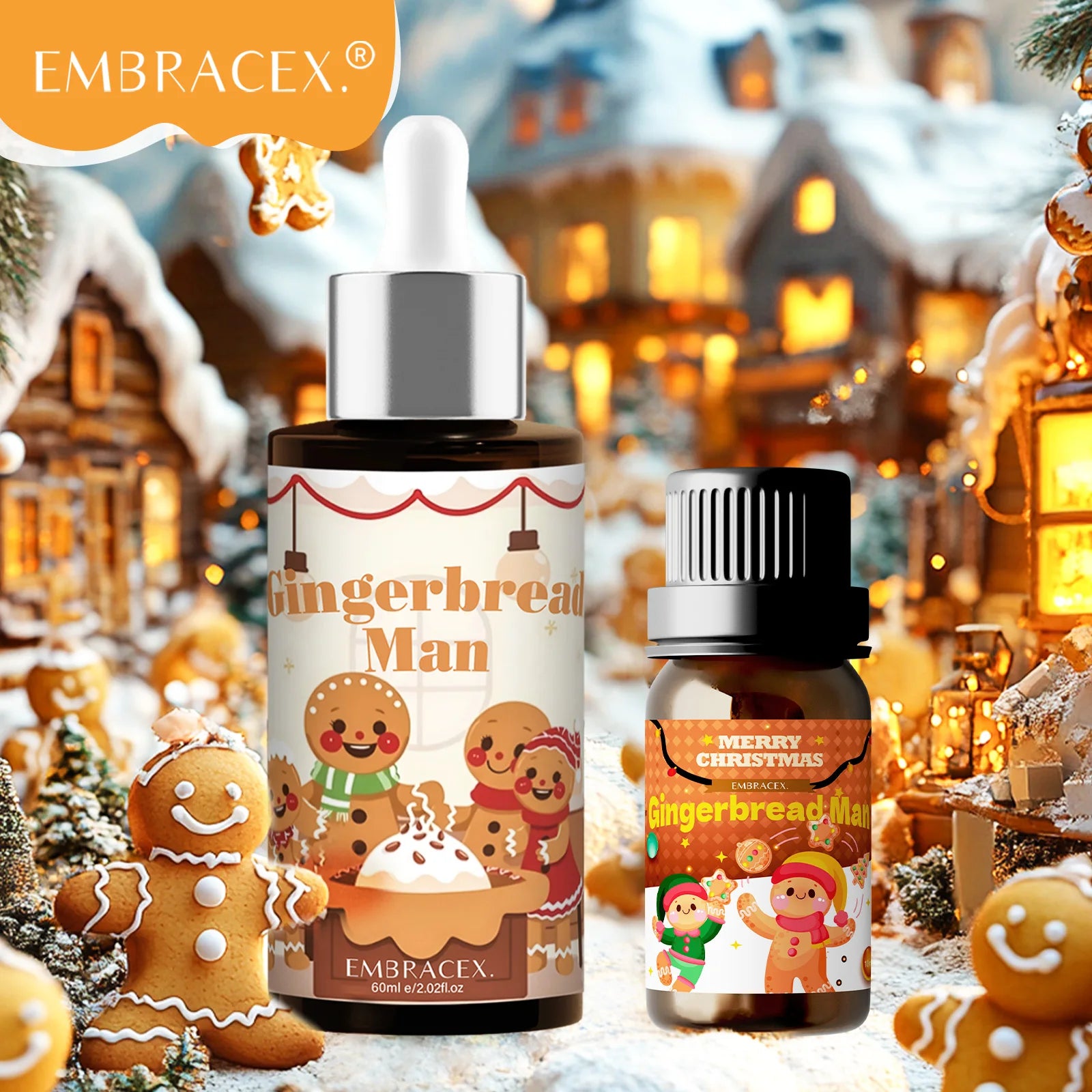 10ml 60ml Gingerbread Man Essential Oils Christmas fragrance DIY skincare oil massage oil candle Festival gifts - Badiee Stylez